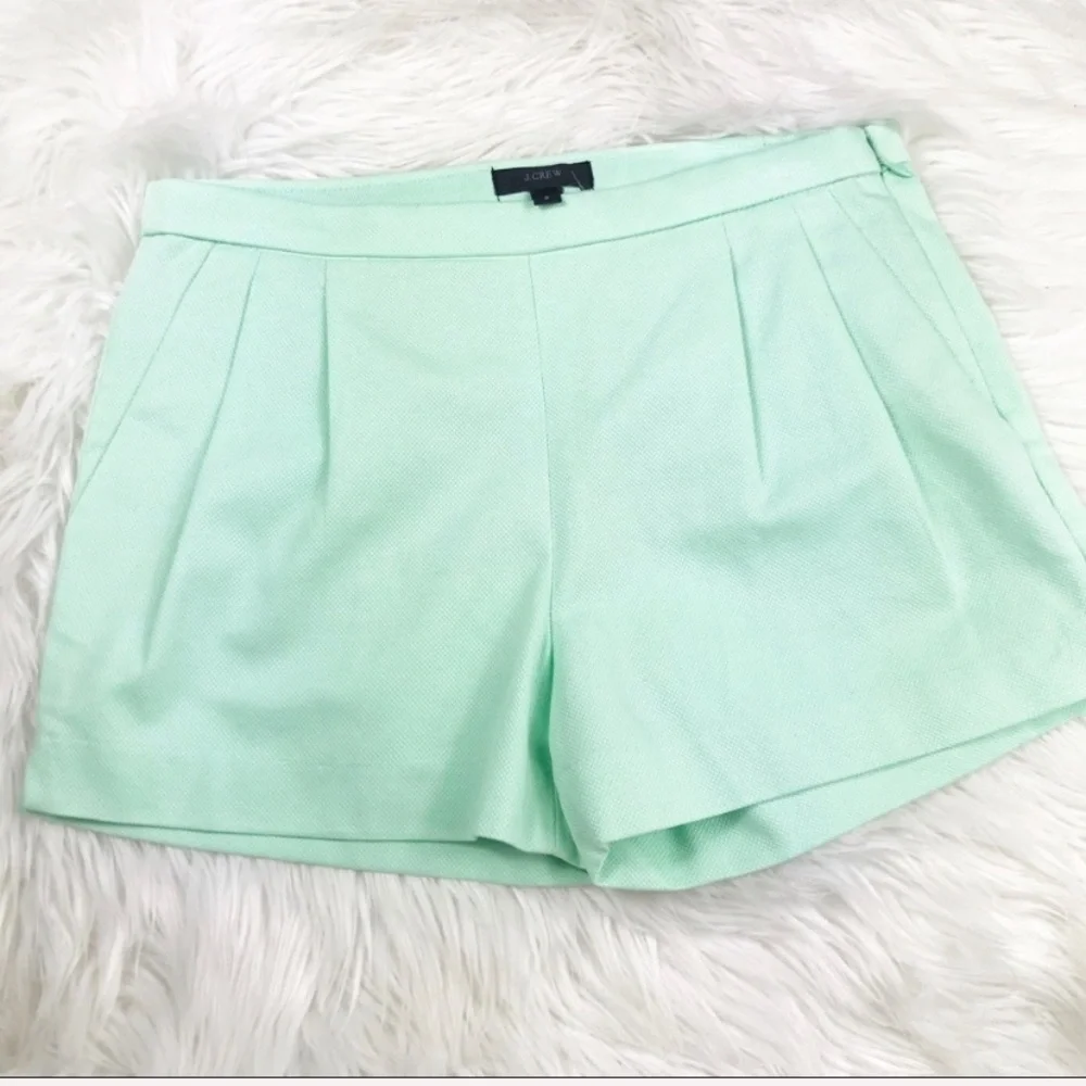 J. Crew Pleated Short Cotton Pique Mint Green 0